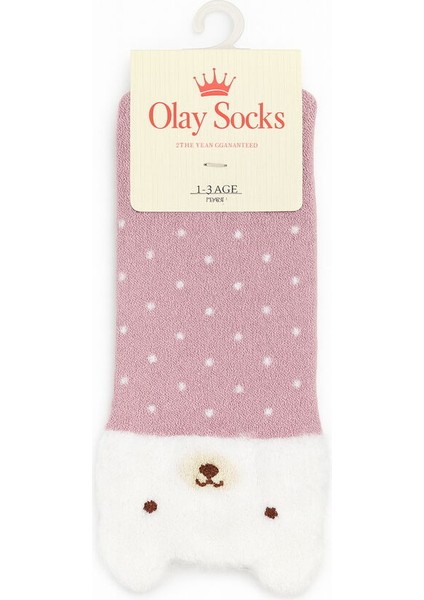 11010054 Bebek Peluşlu Kulaklı Kız Havlu Soket Çorap