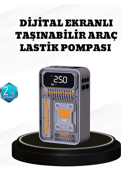 150 Psı Kablosuz Şarjlı Hava Pompası – LED Ekranlı ve Otomatik Kapanma Özelli - FEİ5762-854