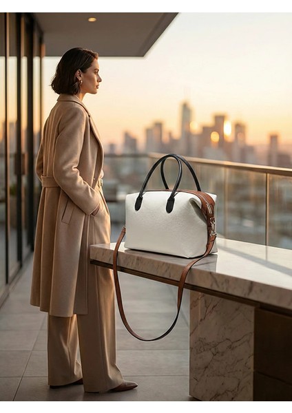 Kadın Üç Renkli Hakiki Deri Tote Çanta