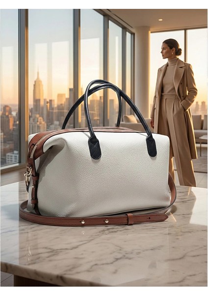 Kadın Üç Renkli Hakiki Deri Tote Çanta modelleri