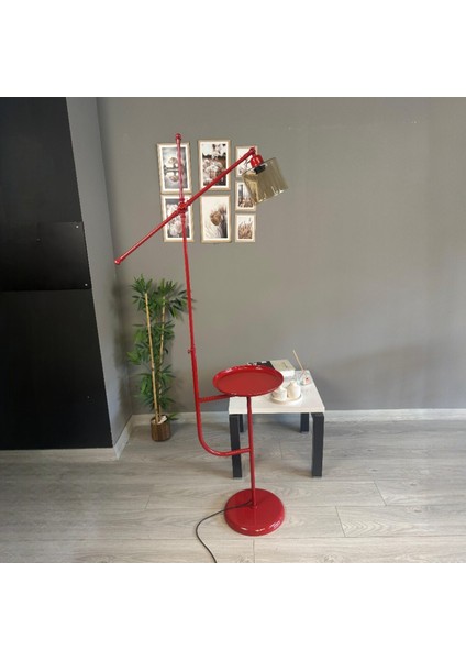 Lille Kırmızı Gövde Bal Rengi Cam Lambader Tepsili Makas Gövde Modern Metal Zemin Lambası modelleri