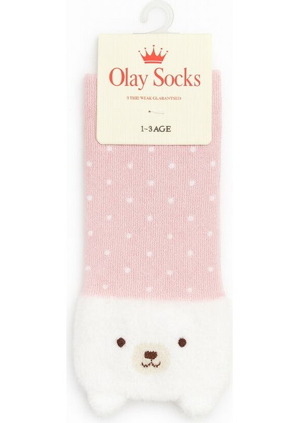 11010054 Bebek Peluşlu Kulaklı Kız Havlu Soket Çorap