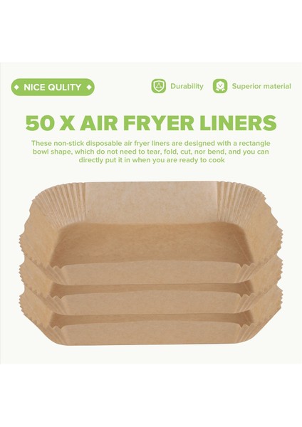 50 Adet Dikdörtgen Tek Kullanımlık Airfryer Pişirme Kağıdı Astarı (Yurt Dışından) fırsatları