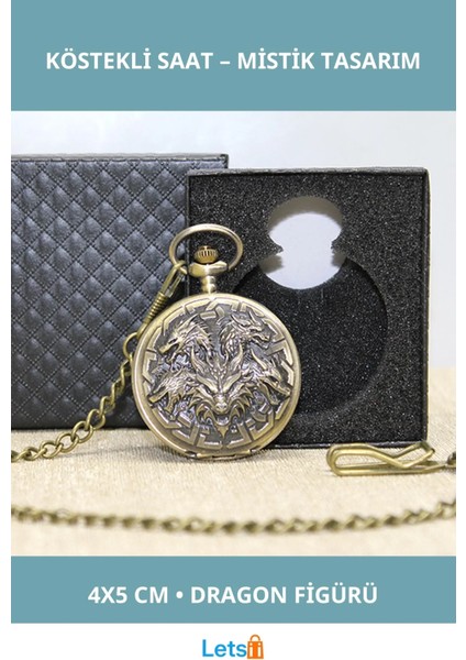 Özel Kutulu Dragonlu Antik Köstekli Saat