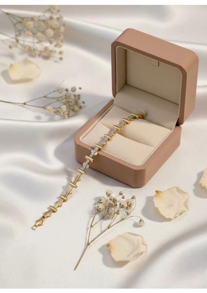 Xuping 14 Ayar Vip Zirkon Taşlı Gold Çelik Bileklik