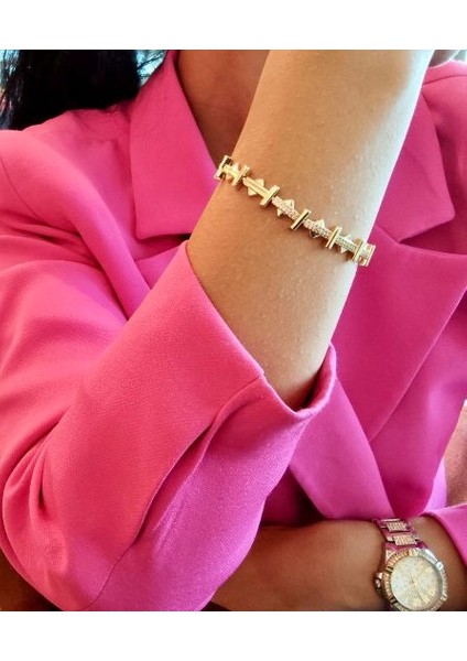 Xuping 14 Ayar Vip Zirkon Taşlı Gold Çelik Bileklik indirimleri