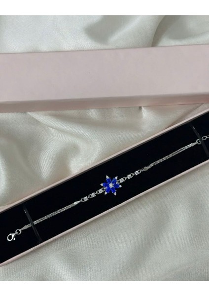 925 Ayar Gümüş Beyaz Lotus Çiçeği Taşlı Bileklik