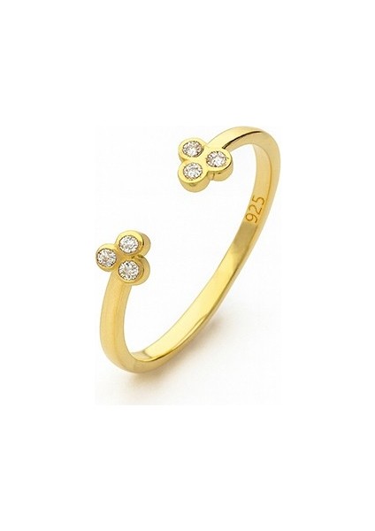 925 Ayar Tri Shine Üç Taşlı Açık Tasarım Yüzük