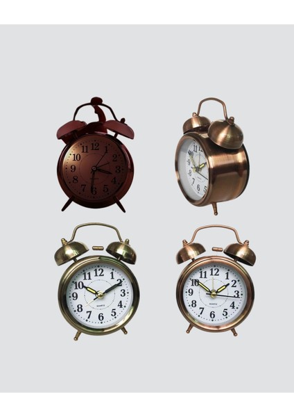 Retro Tarz Bronz Dekoratif Masa Saati Metal Gövde Yüksek Sesli Alarm - FEİ8260-2723 indirimleri