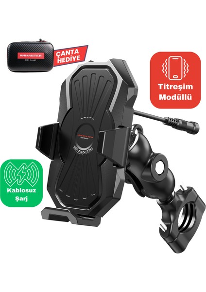TT-880 Wu Kablosuz Şarjlı Titreşim Önleyicili Motosiklet Telefon Tutucu