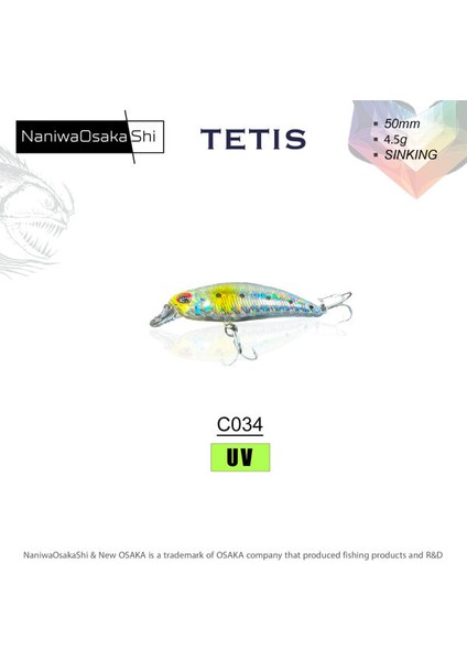 Nanıwaosakashı Tetıs 50MM 4.5g Sınkıng Maket Balık