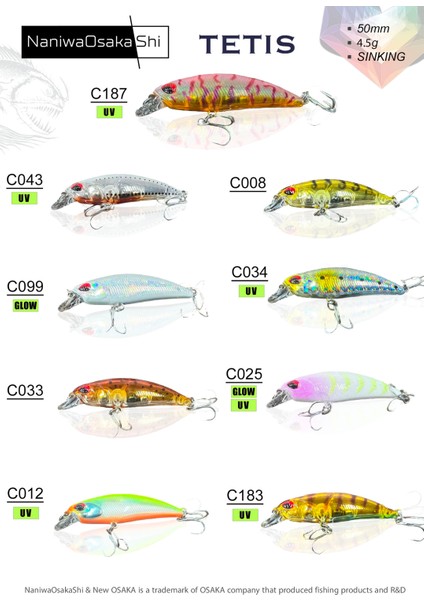 Nanıwaosakashı Tetıs 50MM 4.5g Sınkıng Maket Balık fiyatları