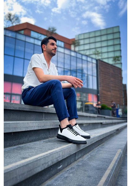 KB-X204 Kuback Beyaz Siyah Keten Siyah Yüksek Taban Günlük Erkek Spor Ayakkabı modelleri