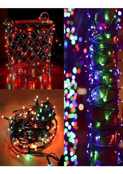 Solar 100 Ledli 12 Metre Renkli Bahçe Aydınlatma Dekorasyon Güneş Enerjili LED Renkli Işık Yılbaşı modelleri