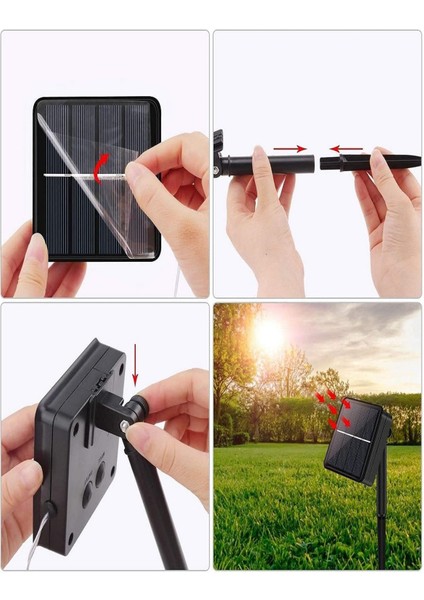 Solar 100 Ledli 12 Metre Renkli Bahçe Aydınlatma Dekorasyon Güneş Enerjili LED Renkli Işık Yılbaşı indirimleri