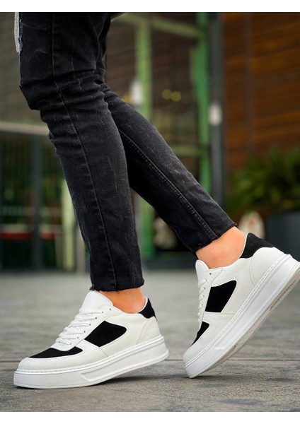Kb-X8 Kuback Beyaz Siyah Cilt Yüksek Taban Günlük Spor Ayakkabı modelleri