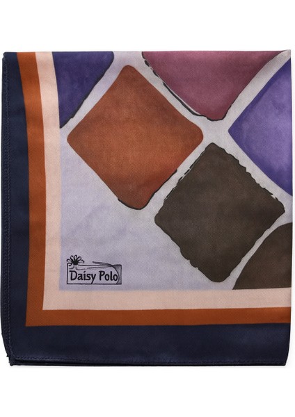 Lacivert Kahverengi Geometrik Desenli Eşarp fiyatları