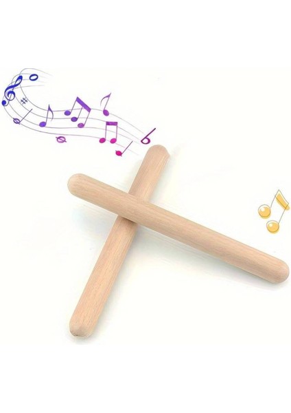 Kahverengi 5 Çift Ahşap Ritim Çubuğu, Çocuk Etkinliği, Müzik Eğitimi, 30 Cm, 10 Adet modelleri