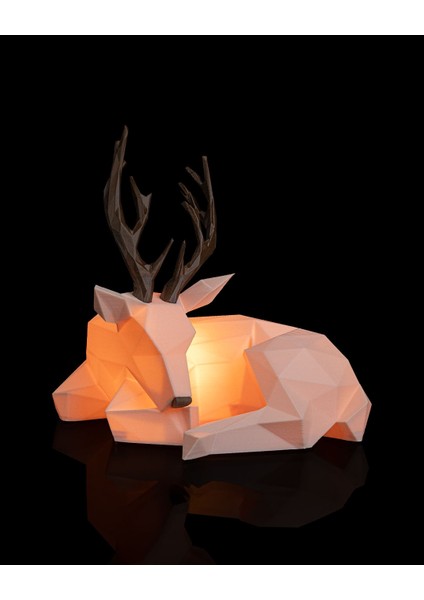 Geometrik Tasarım Ren Geyiği Masa Lambası
