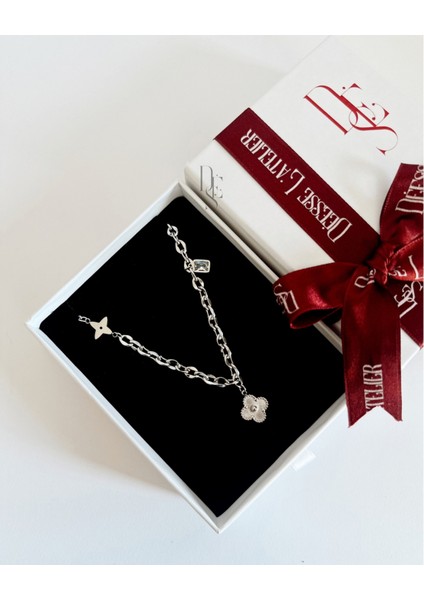 Silver Yonca Çiçek Kolye fırsatları