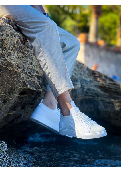 KB-112 Kuback Beyaz Triko Bağcıklı Günlük Erkek Ayakkabı