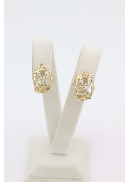 Stil Incisi/xupıng Jewelry Zincir Şekilli Zirkon Taşlı Küpe