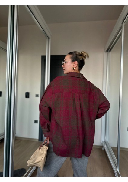 Kadın Oduncu Gömlek Bordo-Kahverengi modelleri