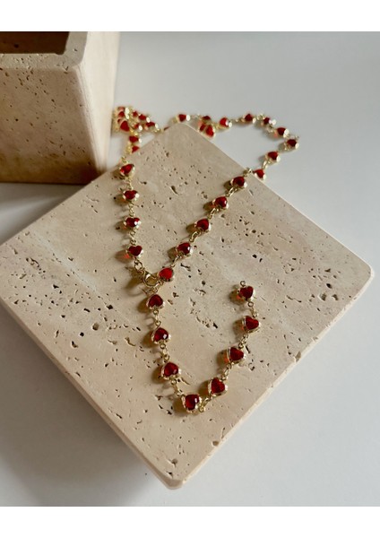 Kırmızı Kalpl Y Kolye