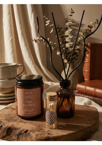 Amber Işıltısı 3’lü Ev Dekor Seti – Amber Bardak Mum, Oda Kokusu, Kibrit Fanusu -Mum Dekor Seti Konsept Mum