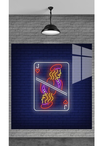 Muhteşem Neon Oyun Kartı Temperli Cam Üzerine Tablo Sevgilinize Yılbaşı Hediye