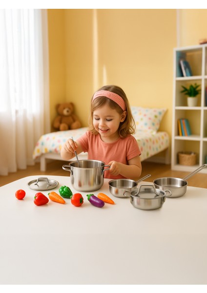 Mini Chef 6 Parça Çelik Oyuncak Tencere Seti fiyatları