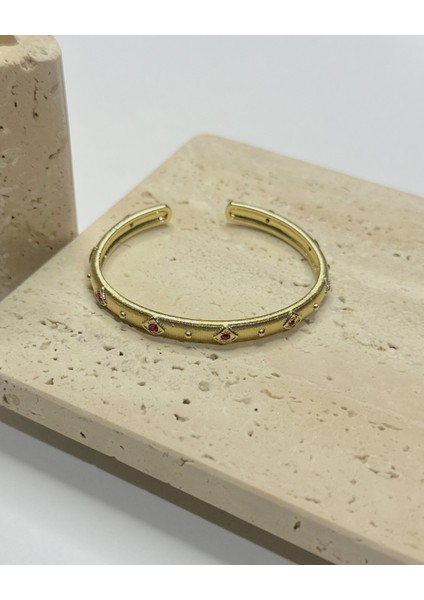 Gold Kare Zirkon Taşlı Vintage Kelepçe fırsatları