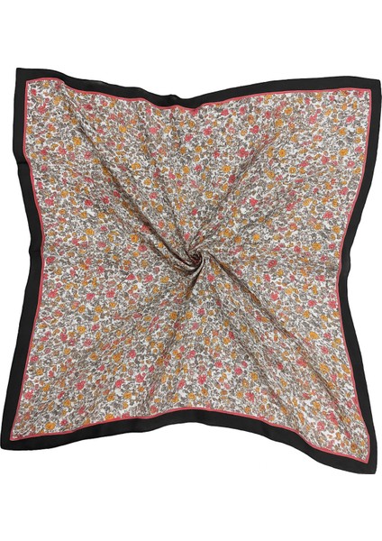 Kadın Renkli Çiçek Desenli Eşarp – Siyah Fuşya Bordürlü Modern Tasarım fiyatları