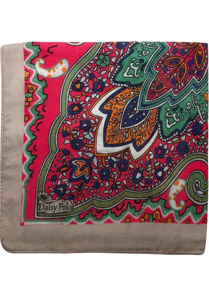 Kadın Çok Renkli Etnik Desenli Saten Dokulu Kare Eşarp fiyatları