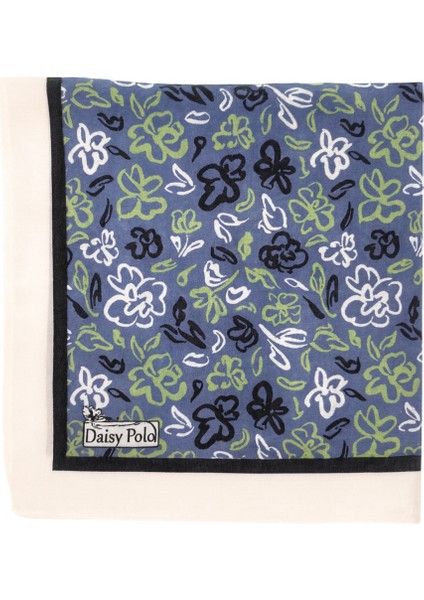 Kadın Mavi Soft Saten Çiçek Desenli Kare Eşarp fiyatları