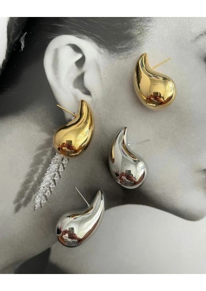 Gold Bottega Damla Küpe