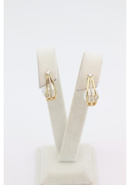 Stil Incisi/xupıng Jewelry Elips Incili Taşlı Model Küpe