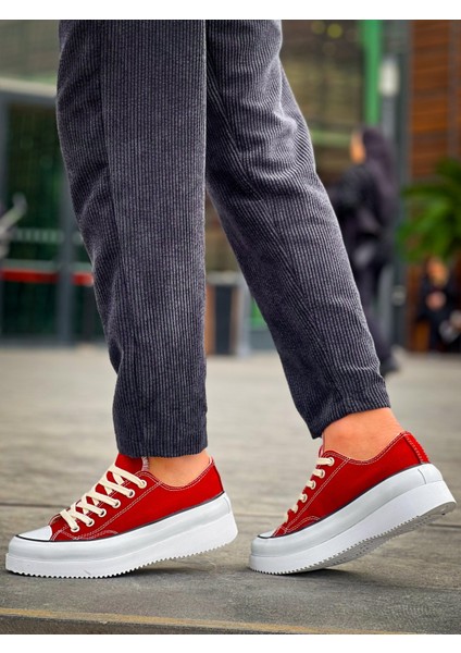 Kb-Cx-3 Kuback Kısa Bordo Keten Beyaz Yüksek Taban Spor Ayakkabı fiyatları