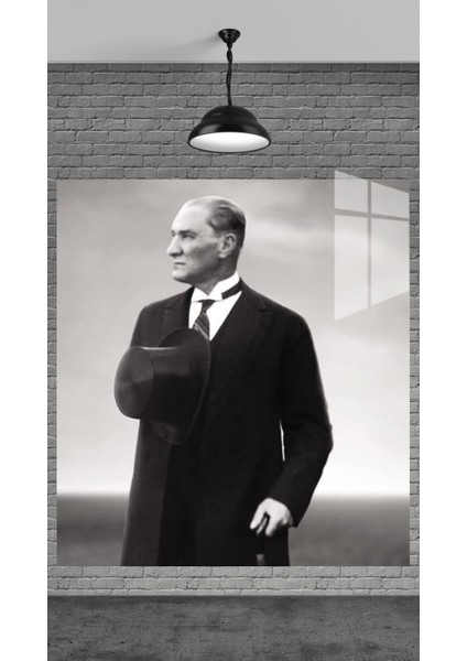 Gazi Mustafa Kemal Atatürk Tablosu Temperli Cam Üzerine Sevgilinize Yılbaşı Hediye