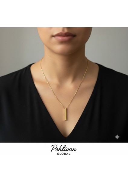 Çubuk Bar Gold Renk Çelik Kolye