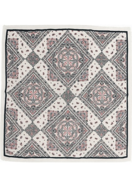 Kadın Krem Siyah Kırmızı Etnik Paisley Desenli Eşarp – Siyah Bordürlü Şık Tasarım fiyatları