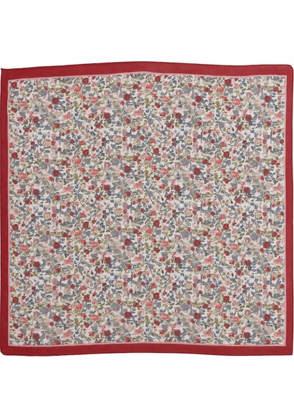 Kadın Renkli Çiçek Desenli Eşarp – Kırmızı Bordürlü Modern Tasarım modelleri