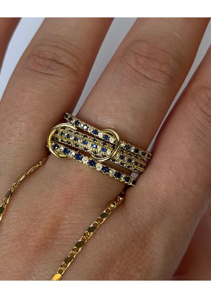 3'lü Blue Aura Yüzük