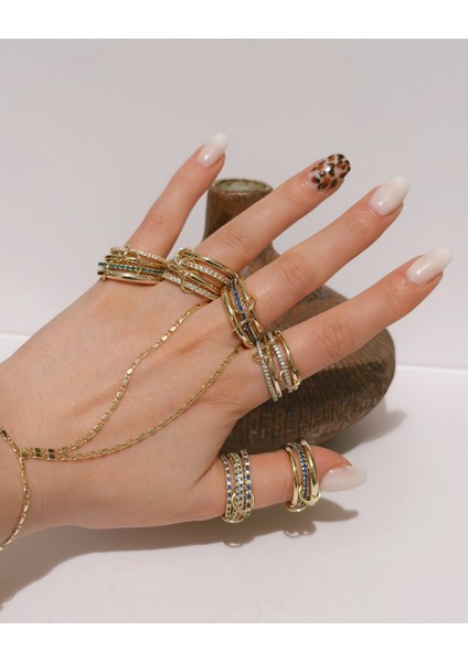 3'lü Blue Aura Yüzük fiyatları