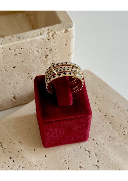 3'lü Blue Aura Yüzük modelleri