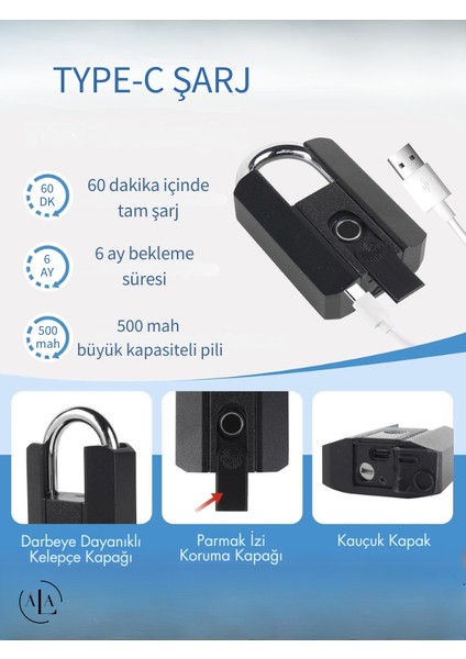 Akıllı Asma Kilit Parmak Izi, Anahtar ve Uygulama ile Açılabilir indirimleri