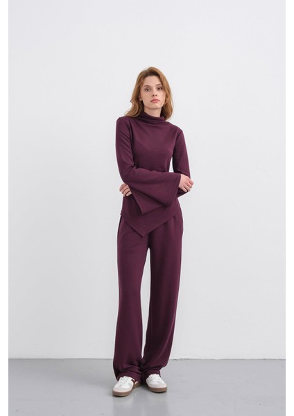 Mürdüm Kadın Yumuşak Dokulu Premium Modal Balıkçı Yaka Asimetrik Kesim Alt-Üst Takım fiyatları