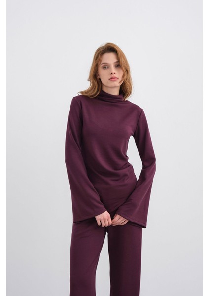 Mürdüm Kadın Yumuşak Dokulu Premium Modal Balıkçı Yaka Asimetrik Kesim Alt-Üst Takım fırsatları