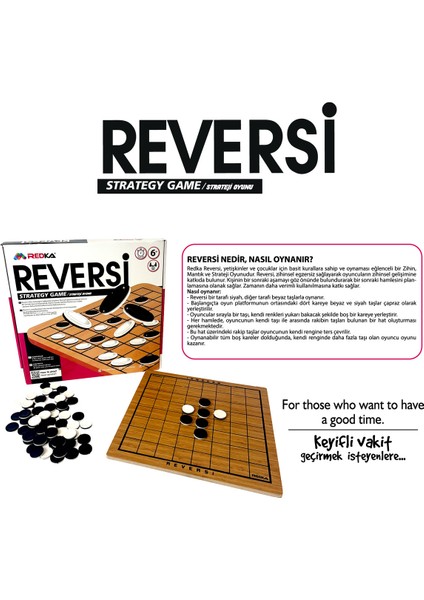 Reversi Ahşap Strateji Oyunu – 8x8 Tahta, 64 Taş, 2 Kişilik, Aile ve Çocuklar İçin Eğlenceli Masa Oyunu