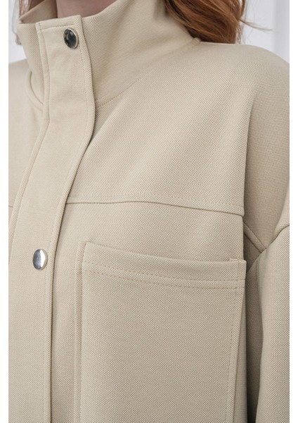 Haki Kadın Pike Dokulu Bel Ayarlanabilir Oversize Ceket Pantolon Takım indirimleri